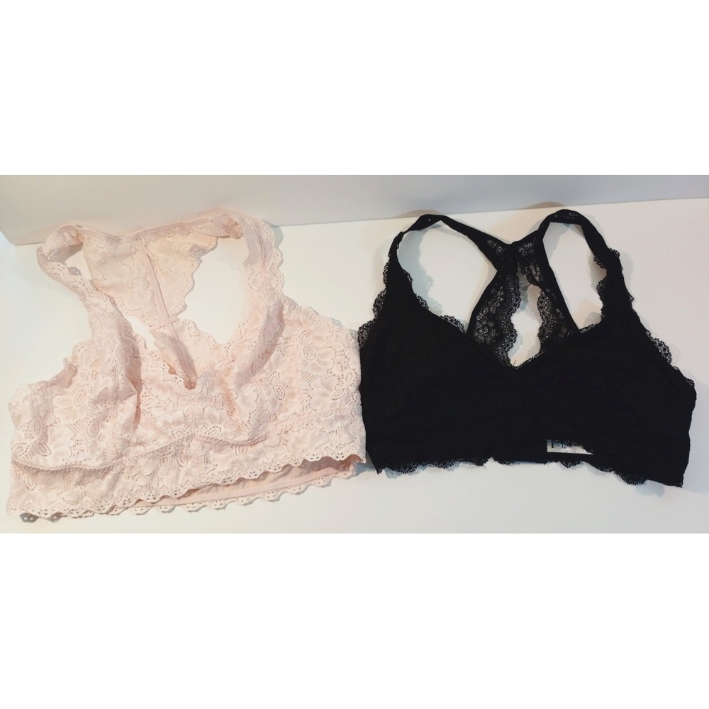 Felina Racerback Bralette Lot, Women's Bra, Medium, Pink, Black T-Back